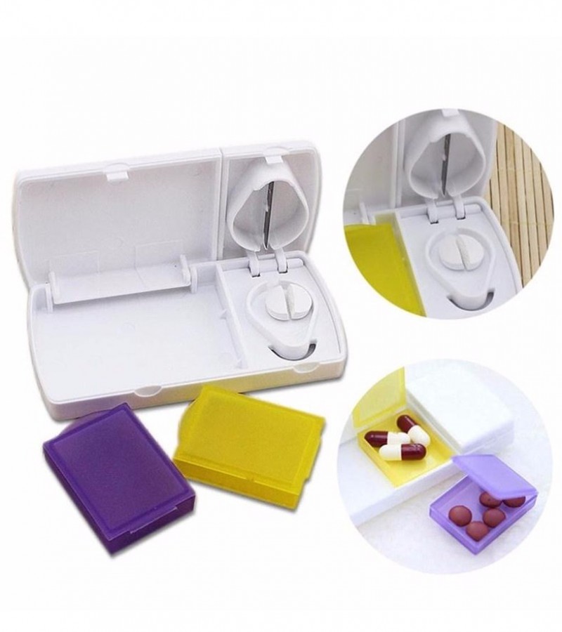 Mini Portable Pill Divider Compartment Travel Cutter Splitter Storage