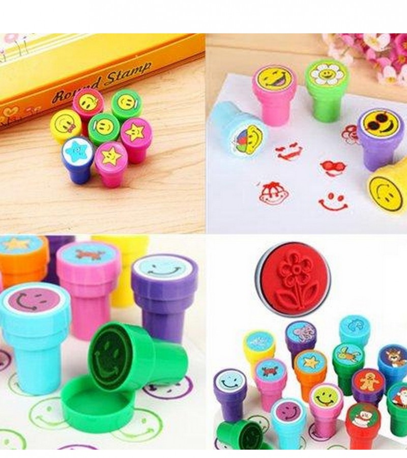 12Pcs Plastic Colorful Kids Cartoon Animal Stamp Children Custom Inking ...