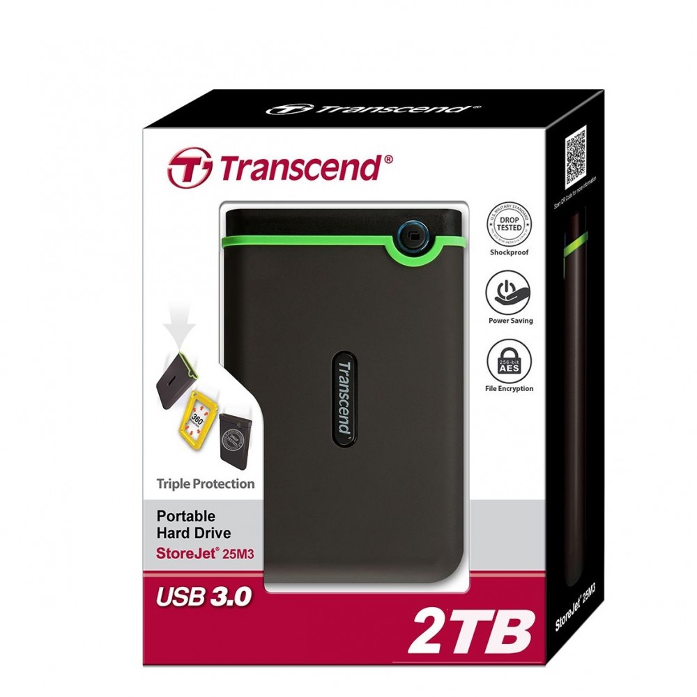 Transcend StoreJet 25M3 Portable External Hard Drive - 2 TB