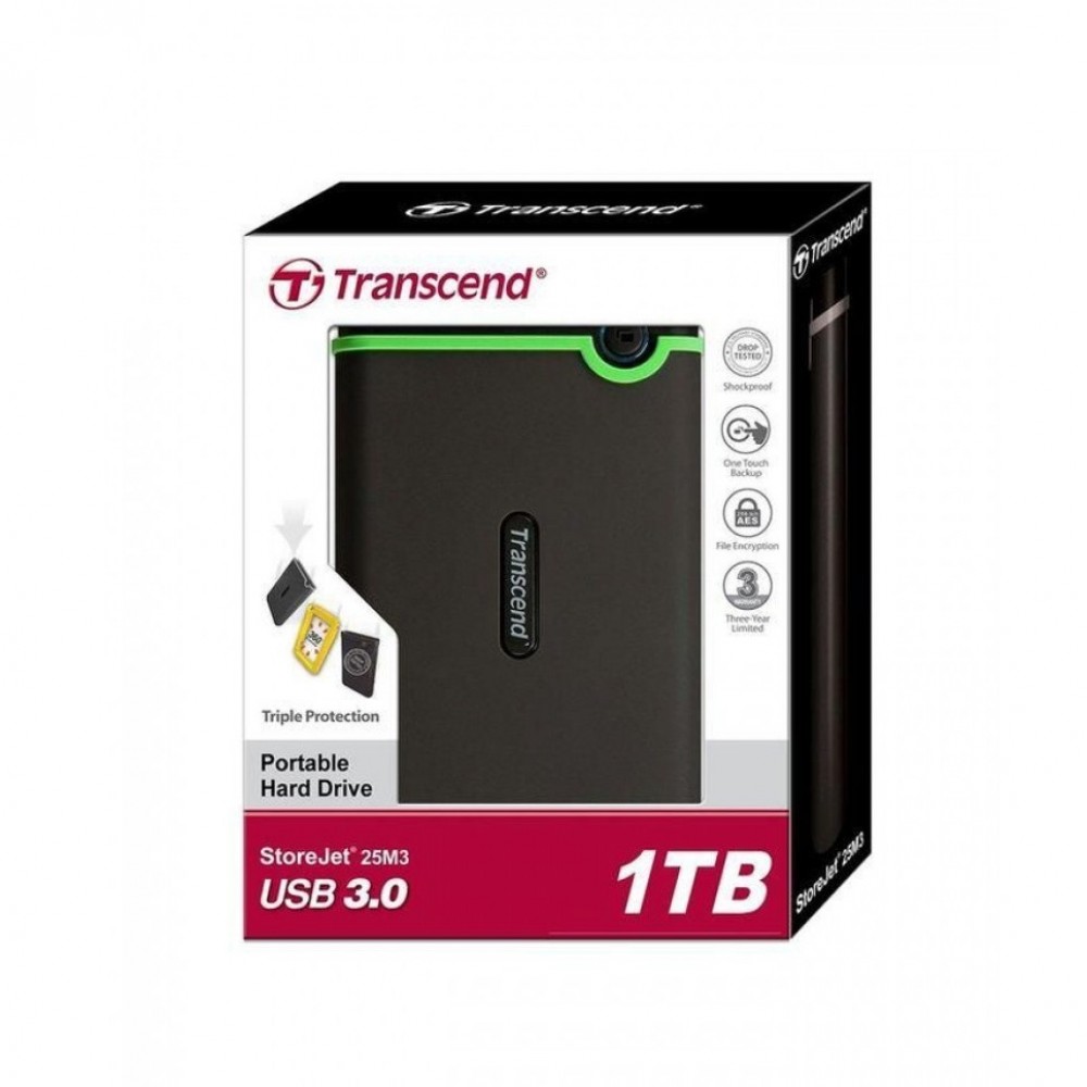 Transcend StoreJet 25M3 Portable External Hard Drive - 1 TB
