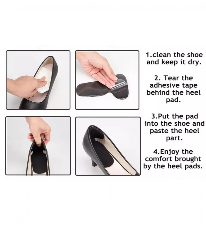 1Pair High Heels T-Shape Women Insoles For Shoes Back Liner Grip Arch Scratching Bandages - Black