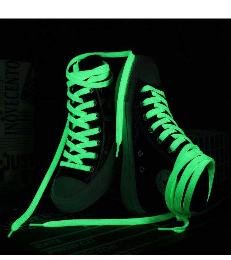 1Pair Luminous Glow In The Dark Fluorescent Shoelaces Night Glowing For Running Skates Athletic