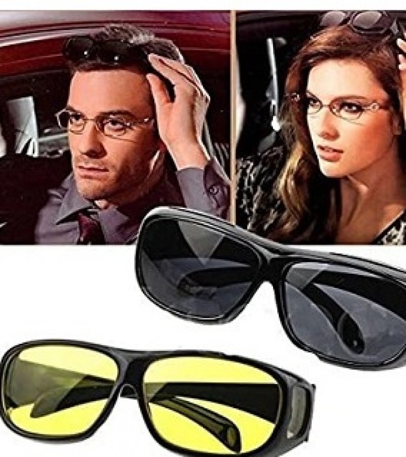 2-Pairs - HD Night Vision Glasses (Black & Yellow)