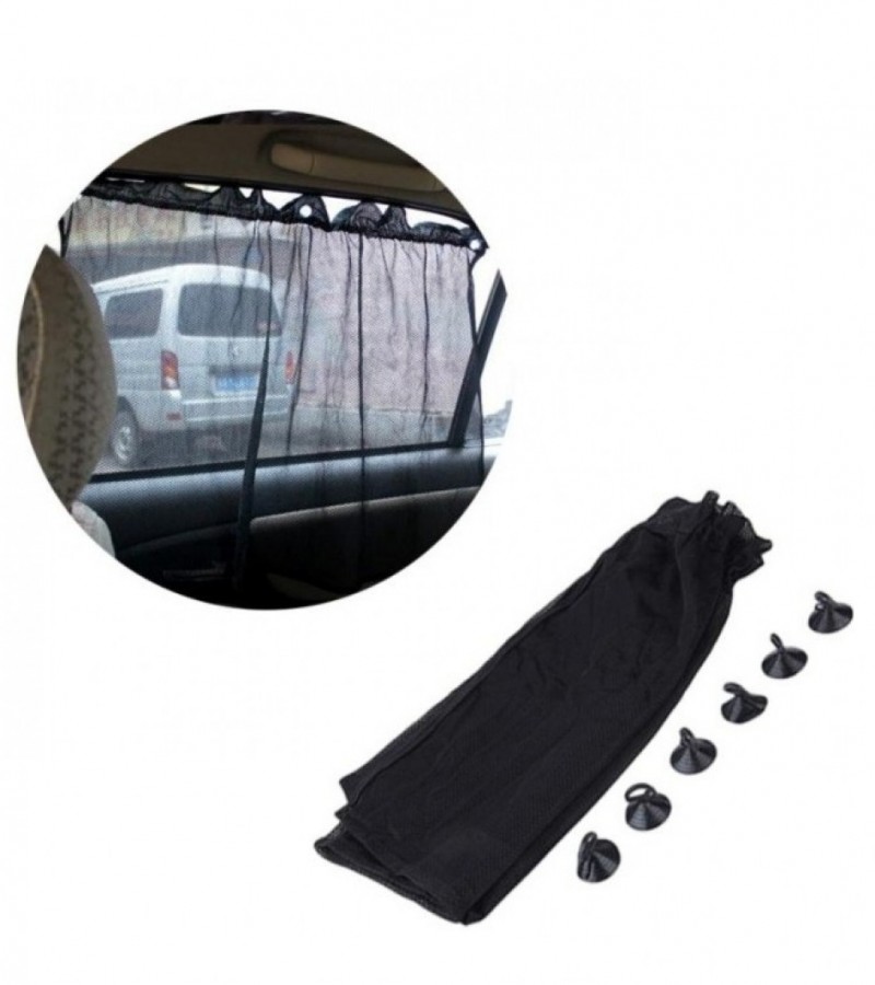 2 Pcs Black, Car Sun Shade Side Window Curtain Mesh Fabric
