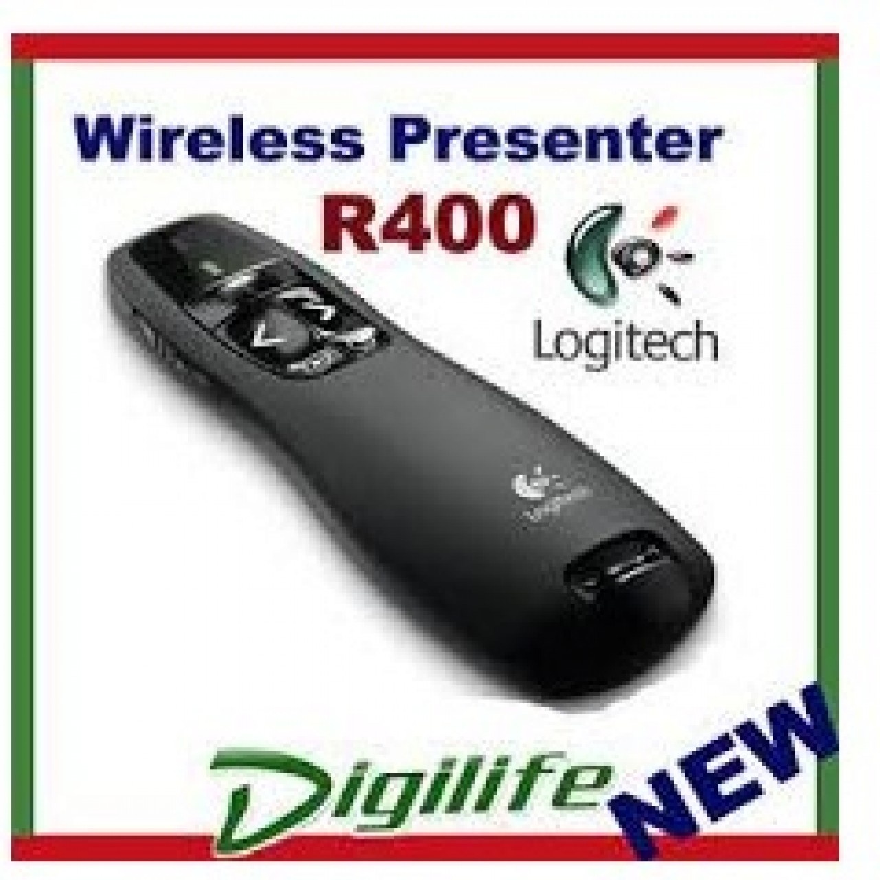 34. Logitech Wireless Presenter R400 (910-001361) – Red Laser Pointer – 15 Meters Range – 2.4 GHz Wi