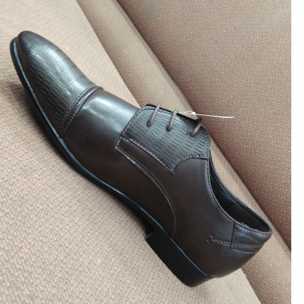 Imported Quality ClassicLeather ShoesWith Laces For Men -Black -6 to 11