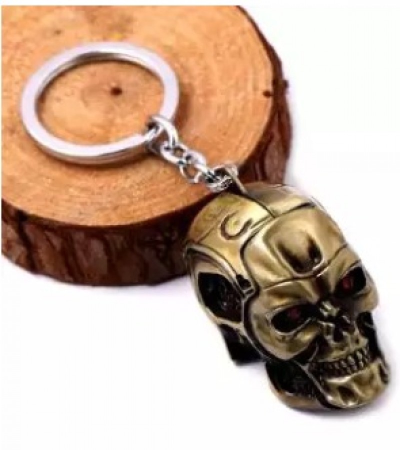 3D Alloy Skull Head Key Rings Metal keychain - Golden