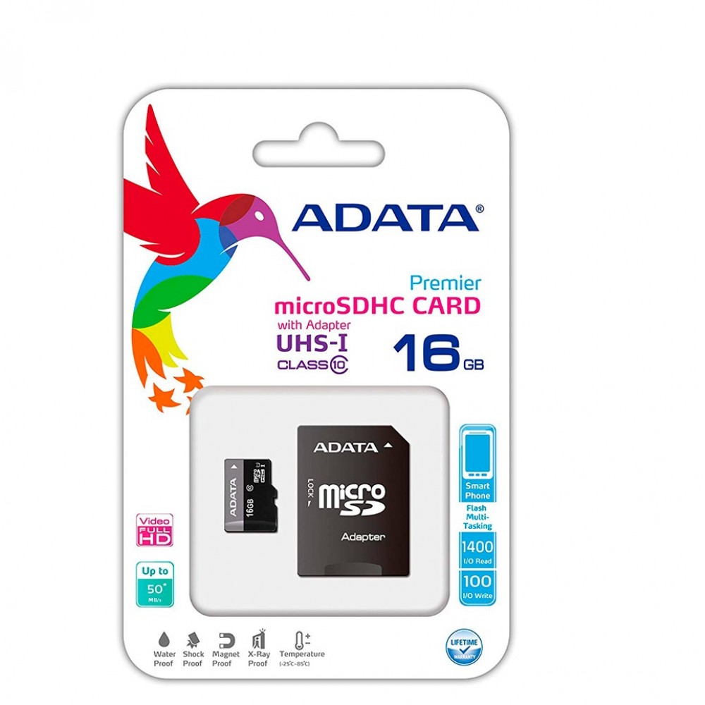 ADATA 16GB Micro SDHC Memory Card With SD Adapter