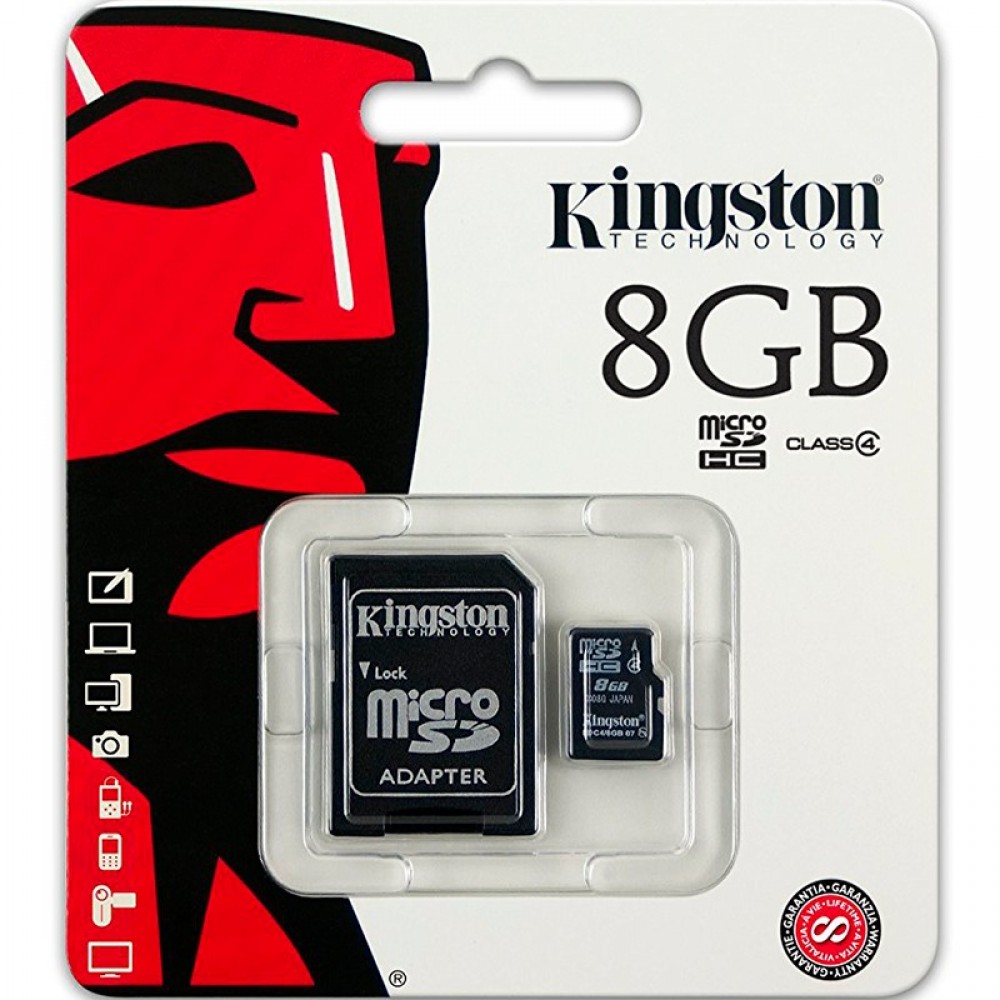 KIGSTONE 8GB Micro SDHC Memory Card With SD Adapter