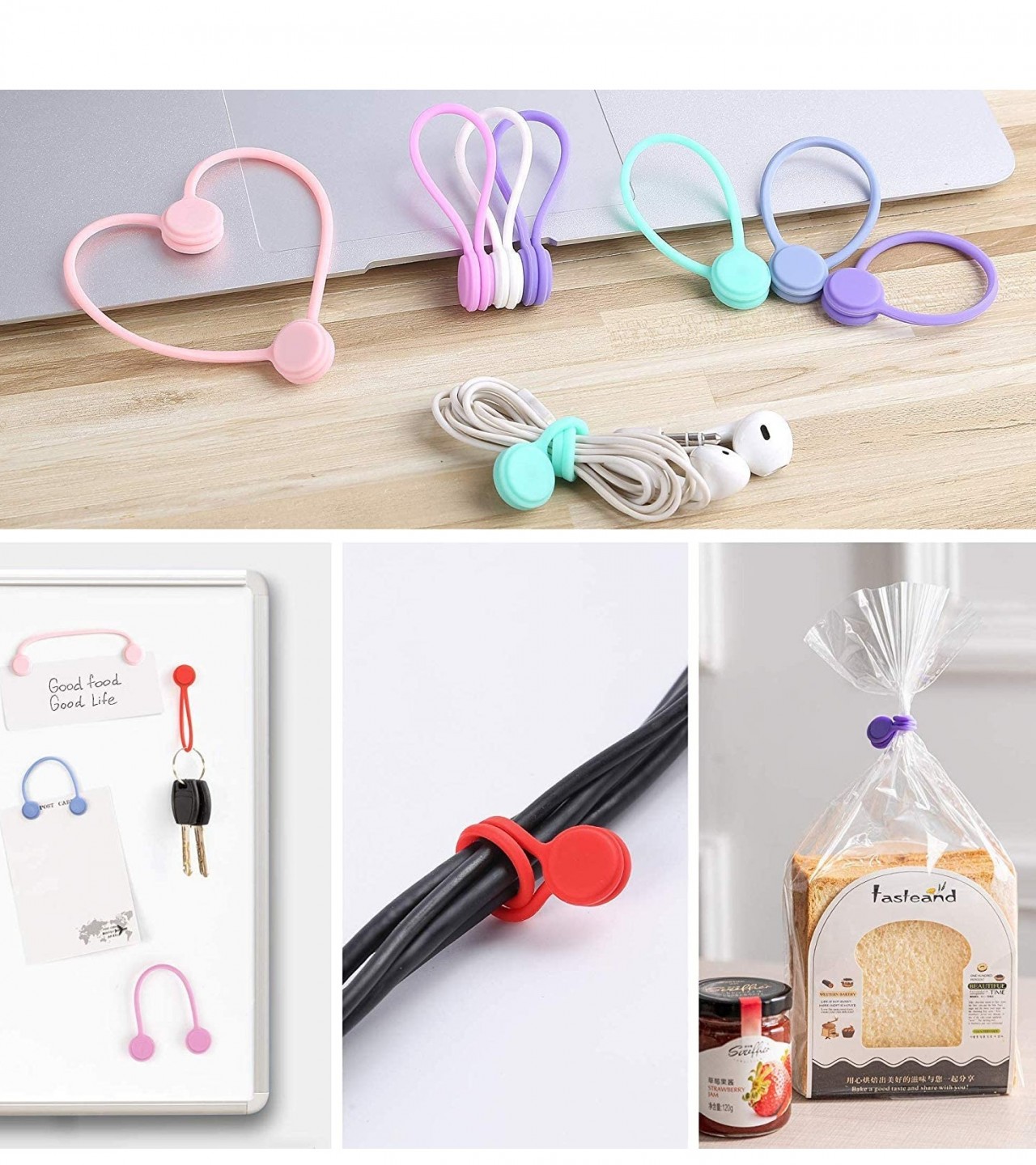 4Pcs Multi-Purpose Super Strong Magnetic Twist Ties Cable Winder Desktop Cable Organizer Holder
