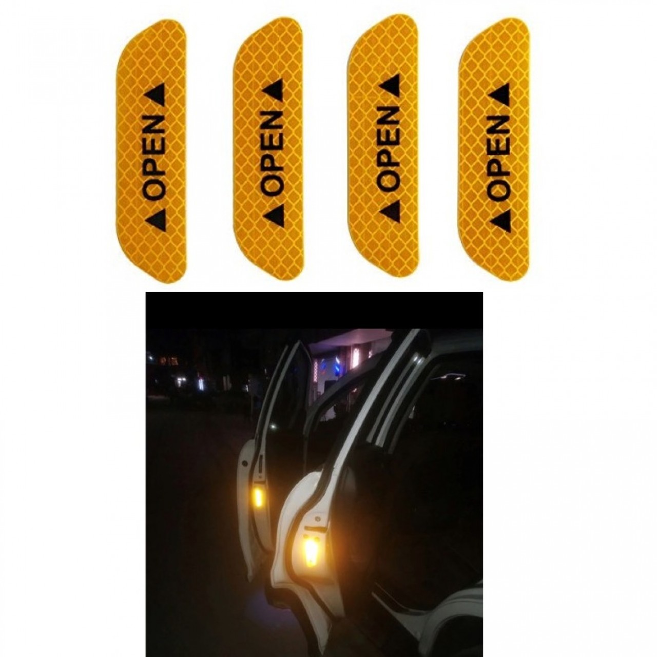 4PCS Super Car Door Open Sticker Reflective Tape Safety Warning Decal