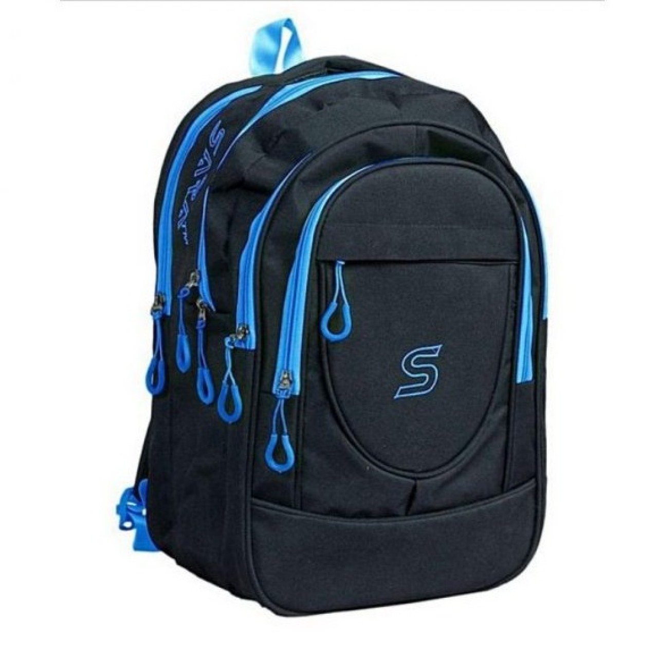 6 Zipper School Bag For Kids - Black (1 to 3 Class)