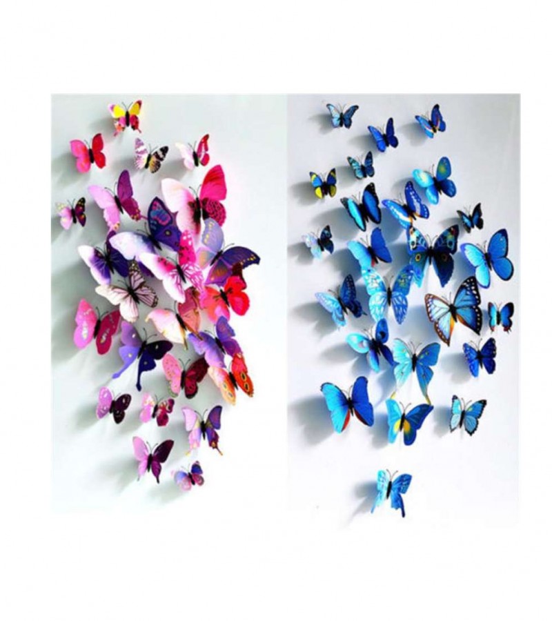 12pc 3D Butterfly Magnet Wall Sticker Colorful DIY Fridge Home Party Decoration