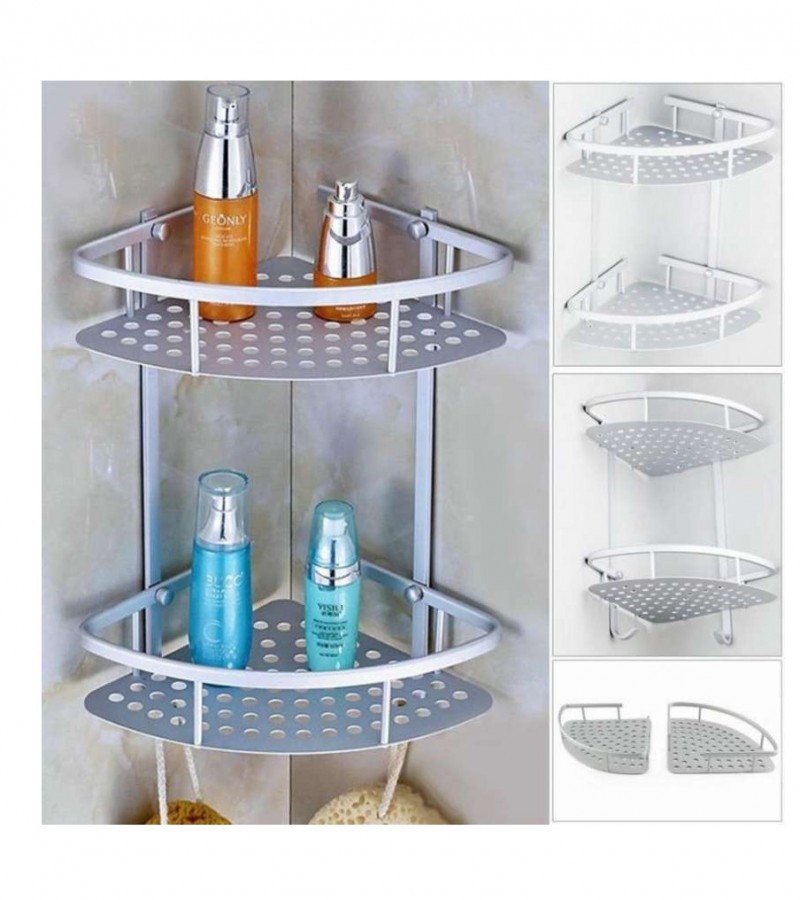 2 Layer Aluminium Bathroom Corner Rack