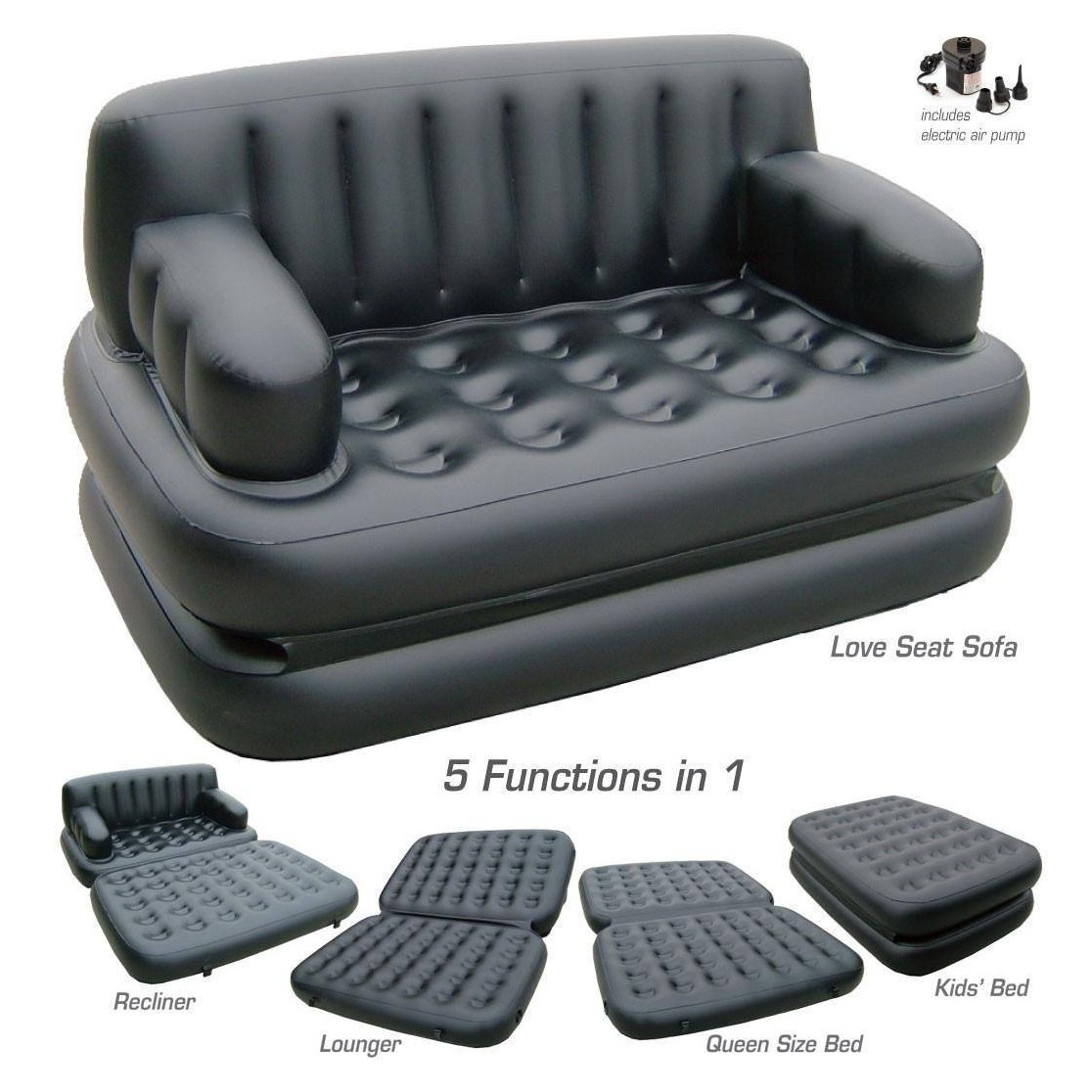 Air Pumped Sofa Cum Bed With Free Air Pump - 5 in 1