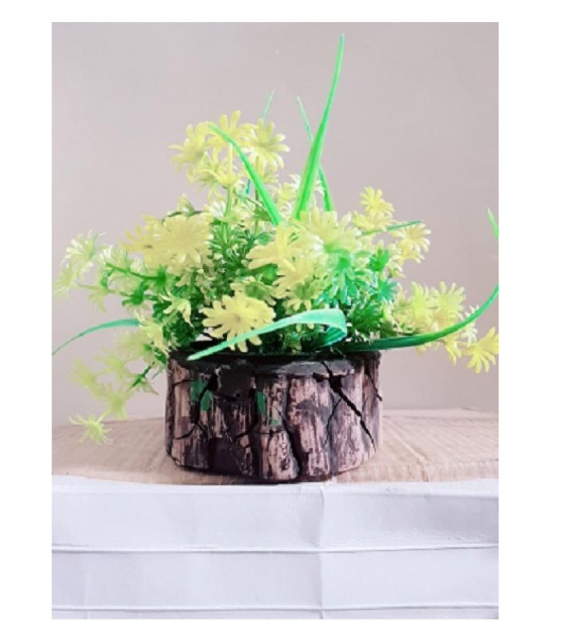 Artificial Plant Basket With wooden Pot Decoration Piece