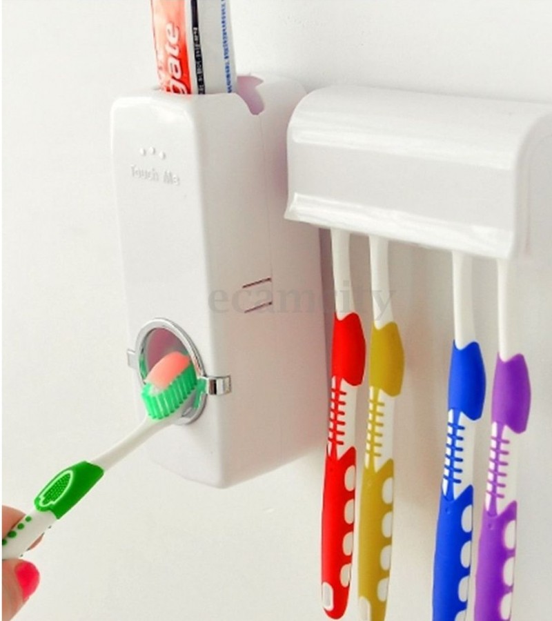 Automatic Toothpaste Dispenser and Toothbrush Holder