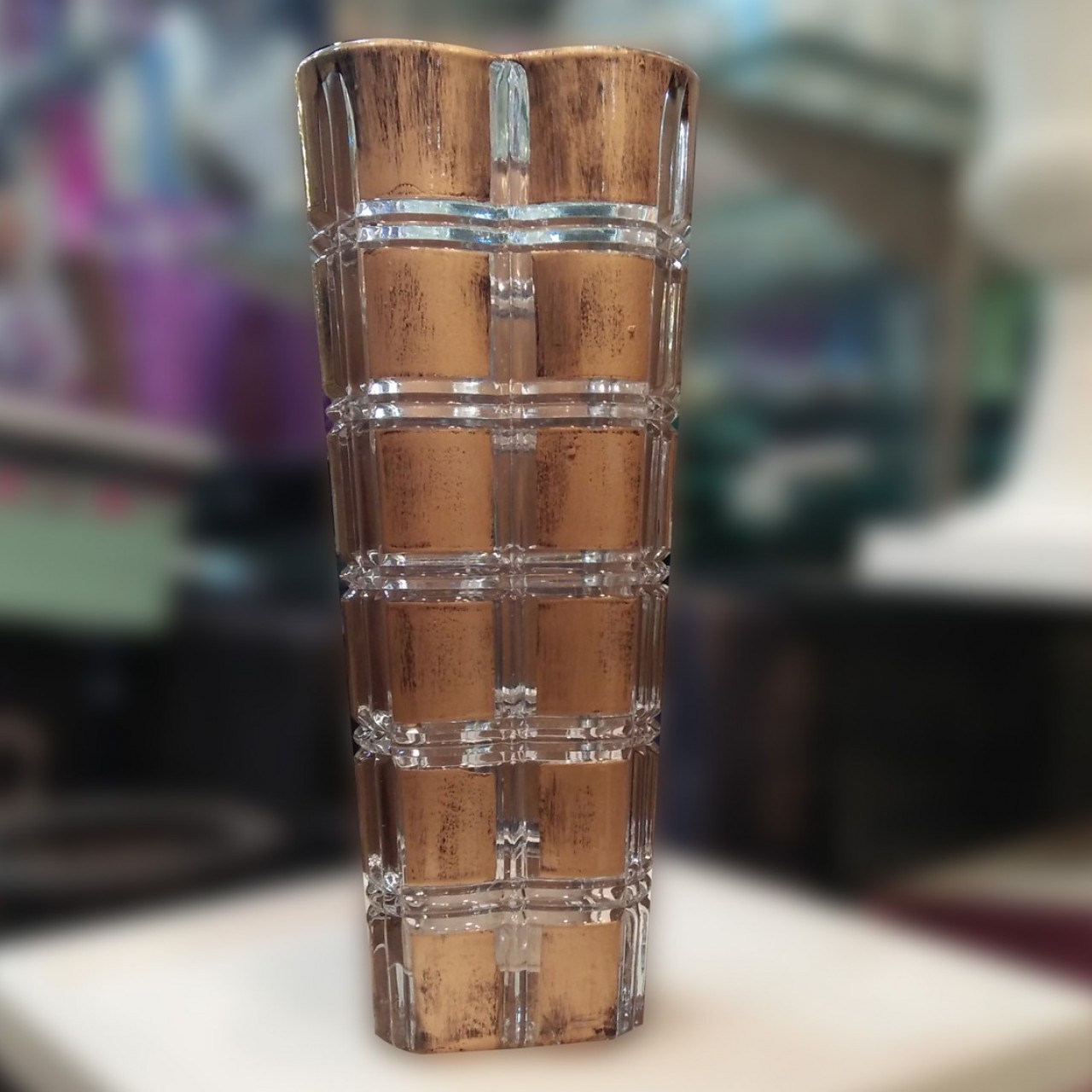 Brown Glass Vase Fancy Guldaan For Home & Office Decoration