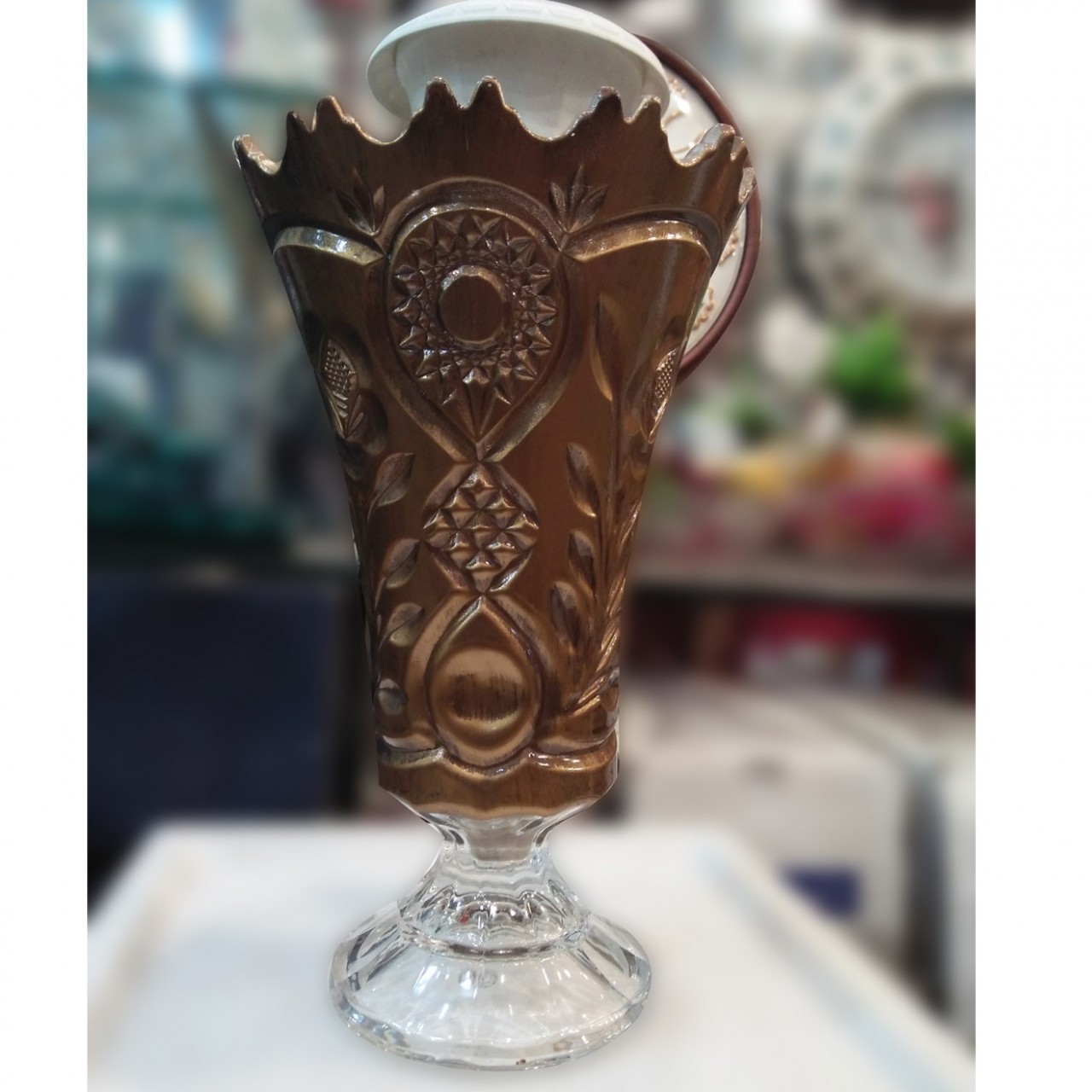 Brown Glass Vase Guldaan For Home & Office Decoration