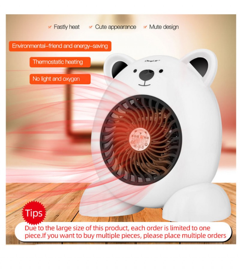 Ckeyin Mini Space Heater Cartoon Bear Noiseless-design