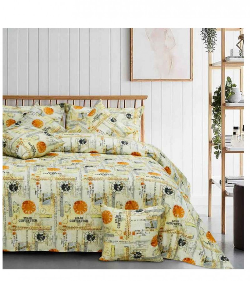 Cotton Passion Bedsheet Set Pure Cotton World Globe Style Orange & black