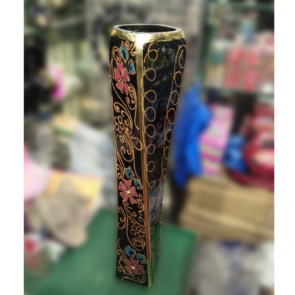 Curved Printed Glass Vase Guldaan For Home Decoration