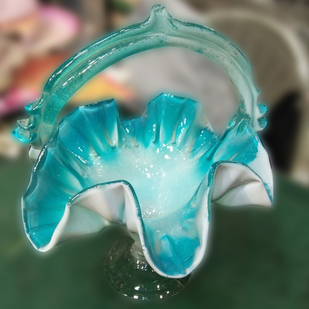 Decorative Vintage Glass Basket For Home Decoration