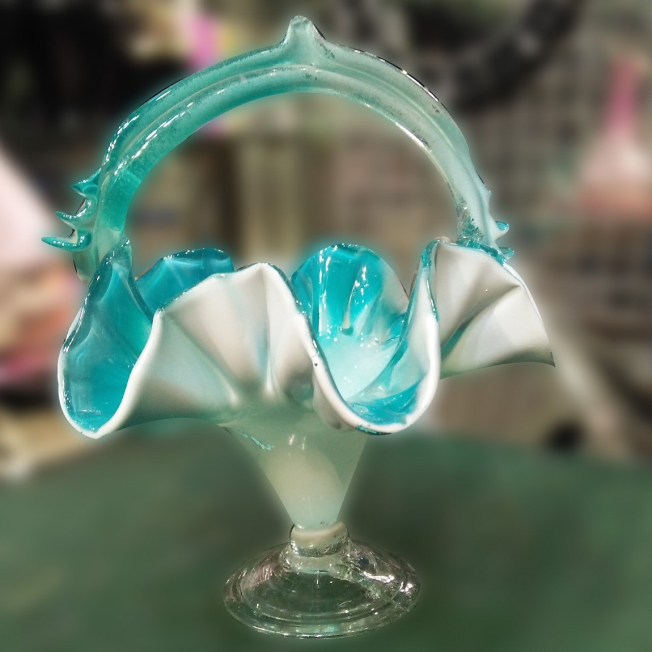 Decorative Vintage Glass Basket For Home Decoration