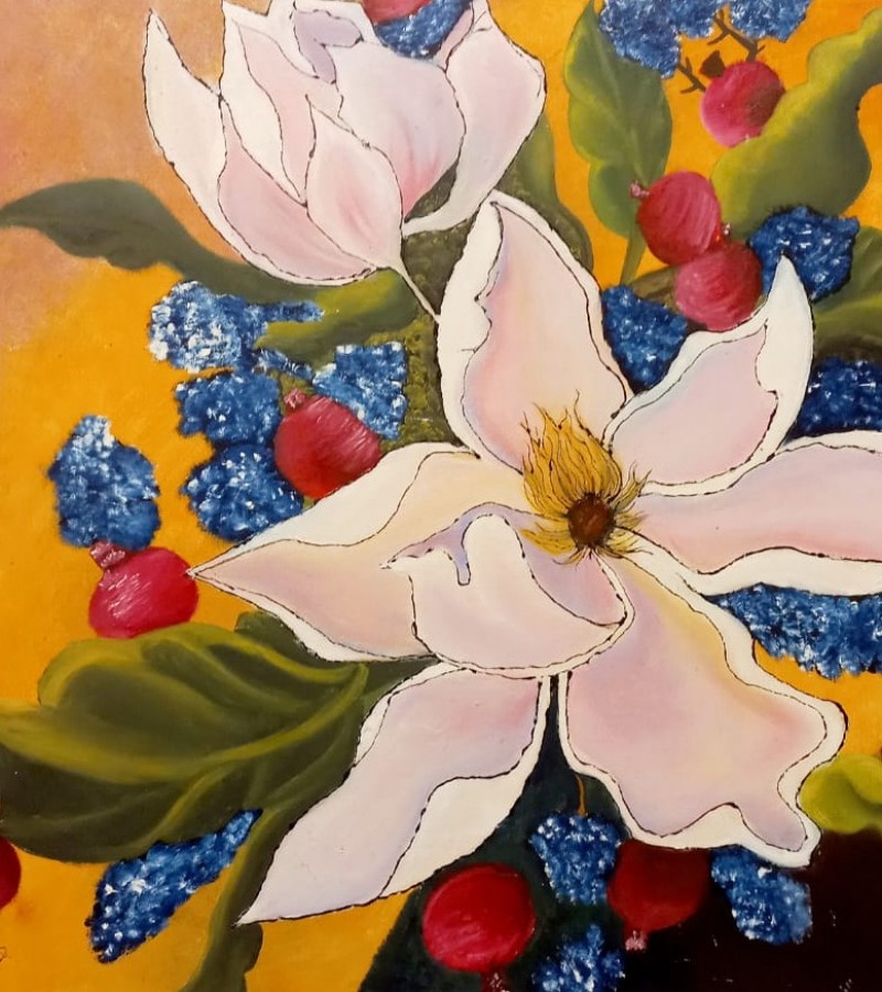 Elegant handmade  oil painting.