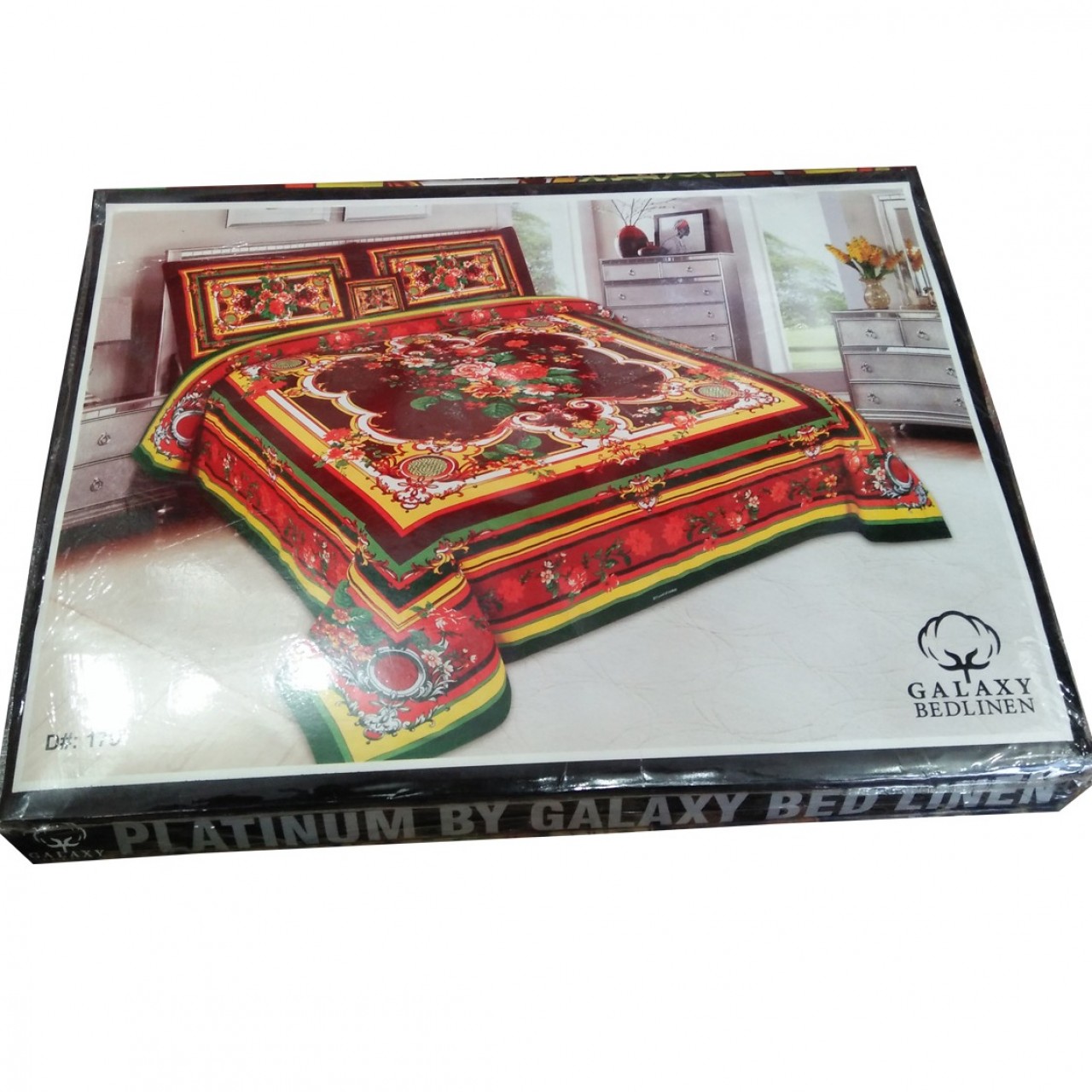 Galaxy Bedlinen Double Bed Sheet D-179 With 2 Pillow Covers - 1 Cushion