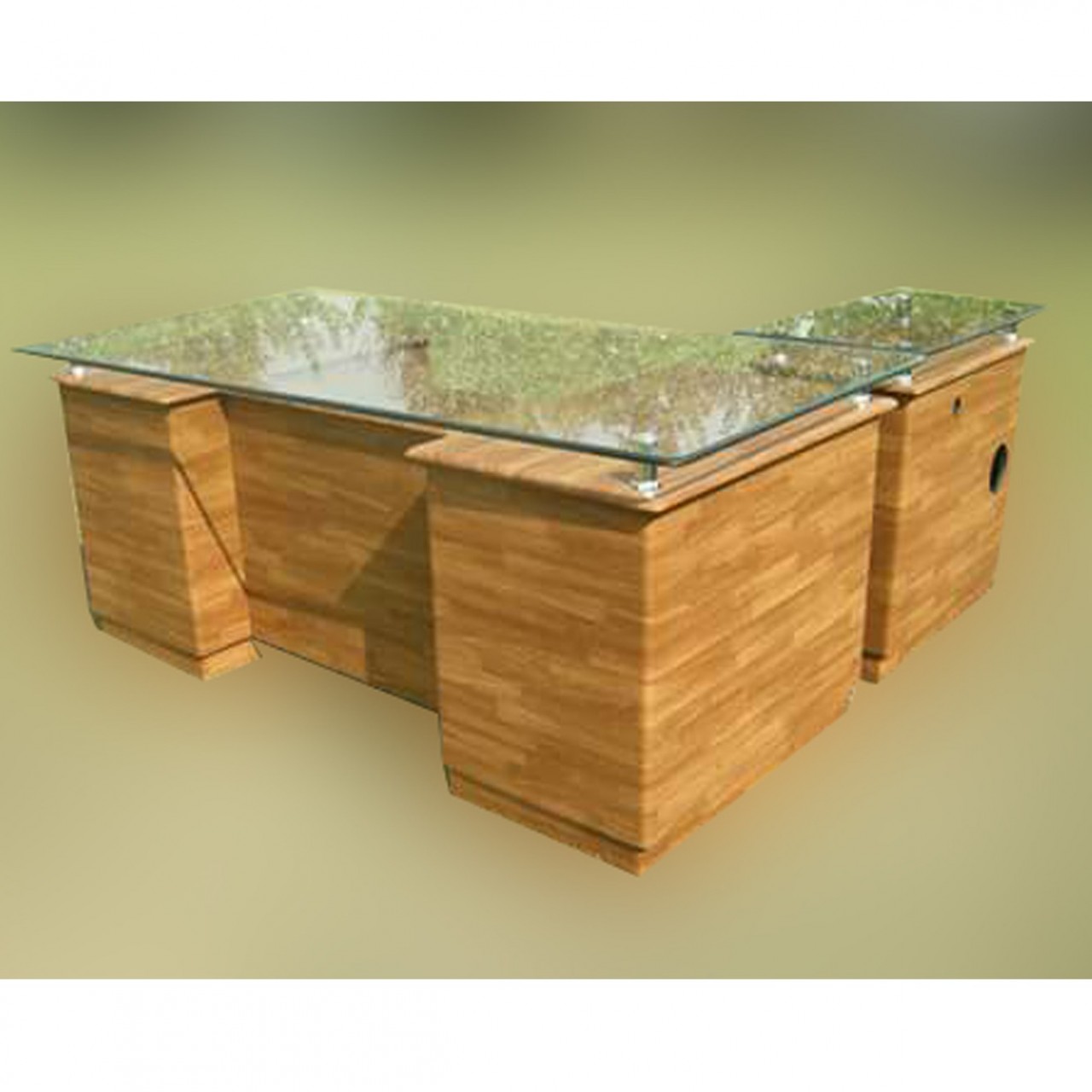 Malaysian MDF Imported Front & Side Office Table With Glass Top