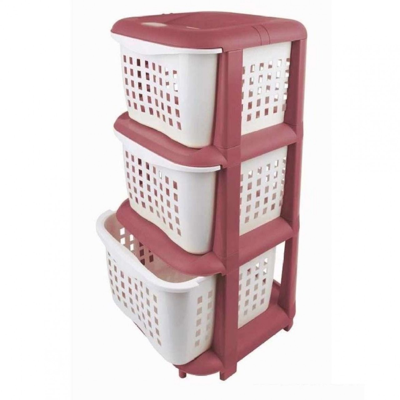 Multi Purpose Drawer - 3 Baskets - Maroon & White