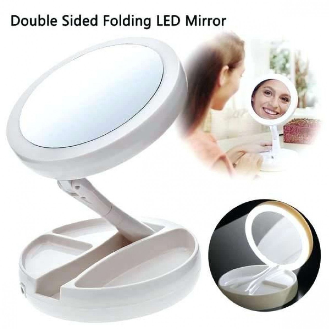 My Fold Away LED Makeup Mirror Double - sided Rotation