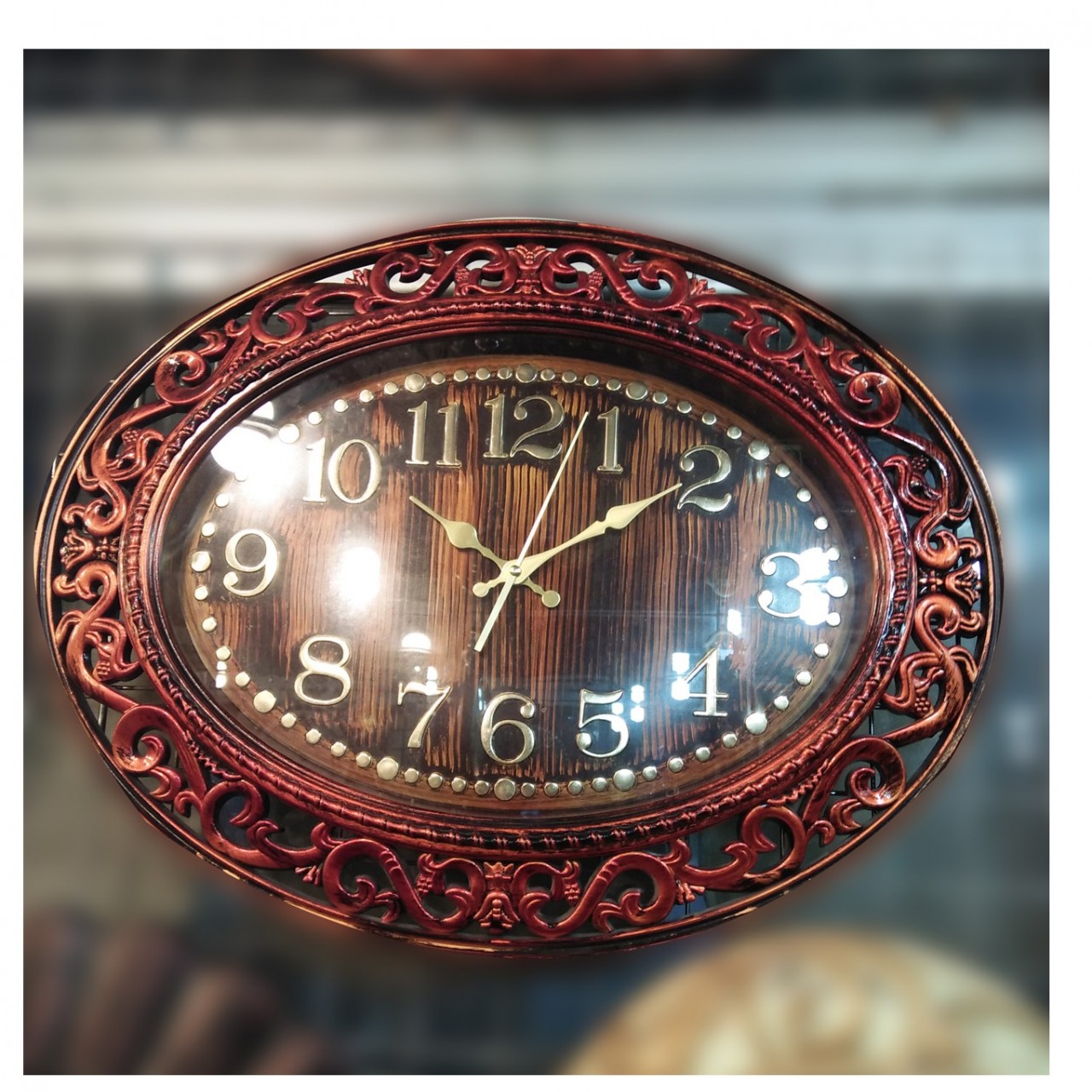 Oval Shape Copper Wall Clock For Office & Home