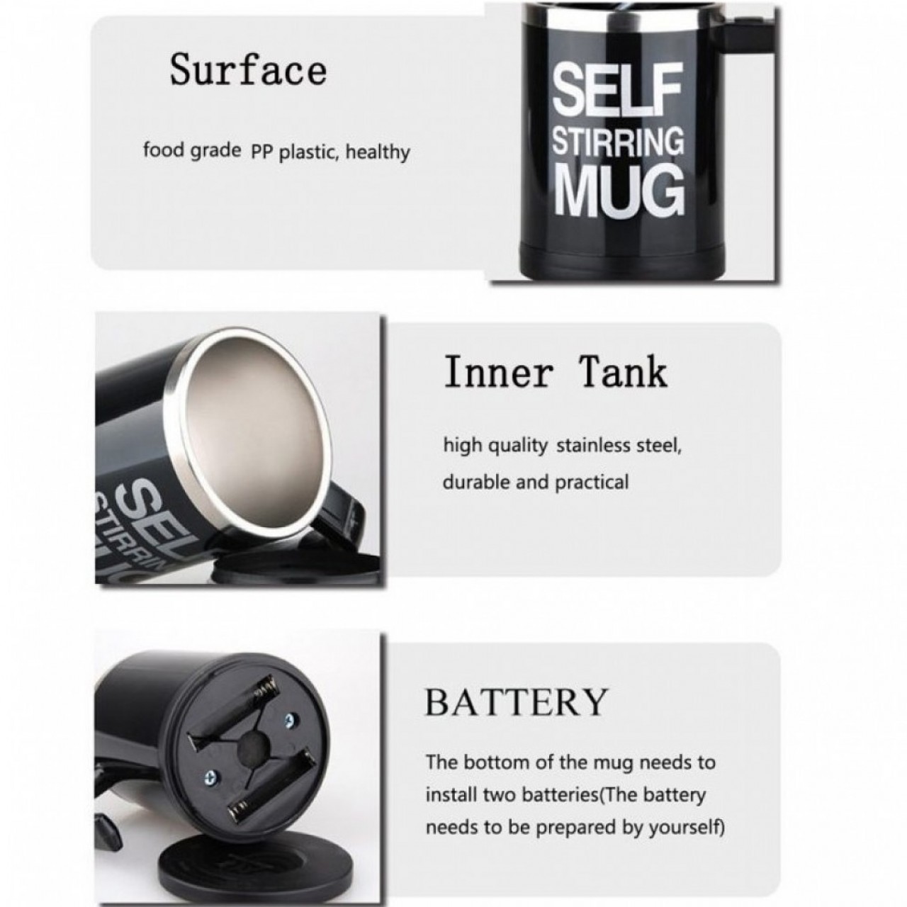 Battery powered  Self Stirring Mug For Tea
