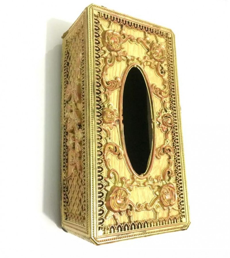 Tissue Paper Box Holder - Golden/Magenta - Environmental Plastic