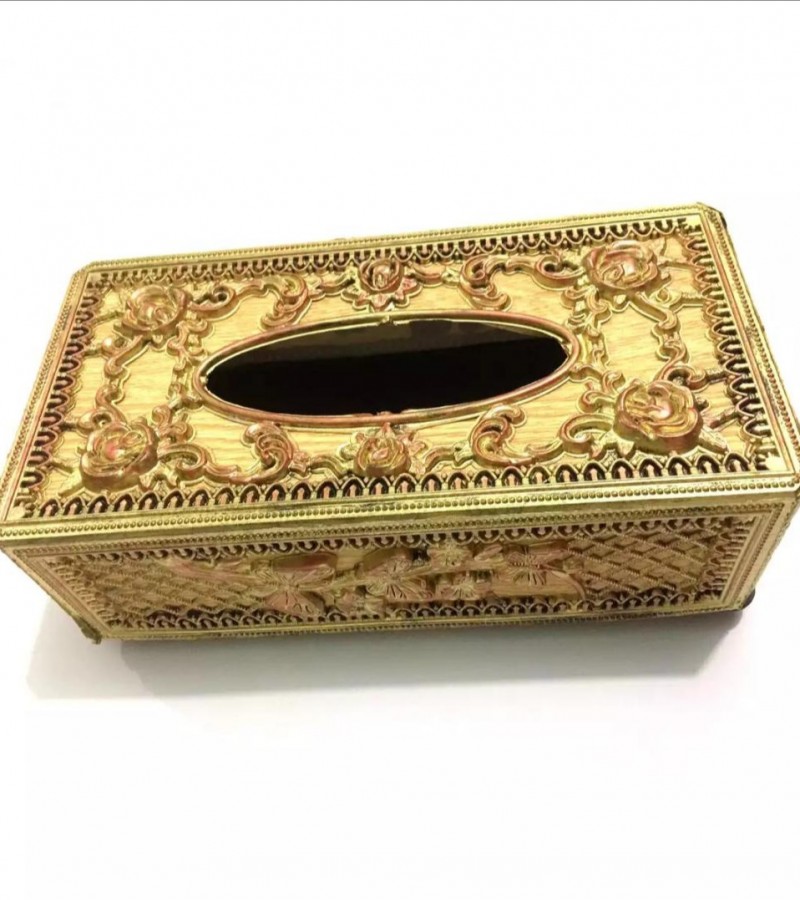 Tissue Paper Box Holder - Golden/Magenta - Environmental Plastic