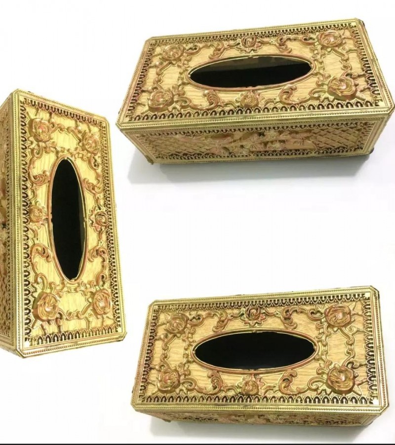 Tissue Paper Box Holder - Golden/Magenta - Environmental Plastic