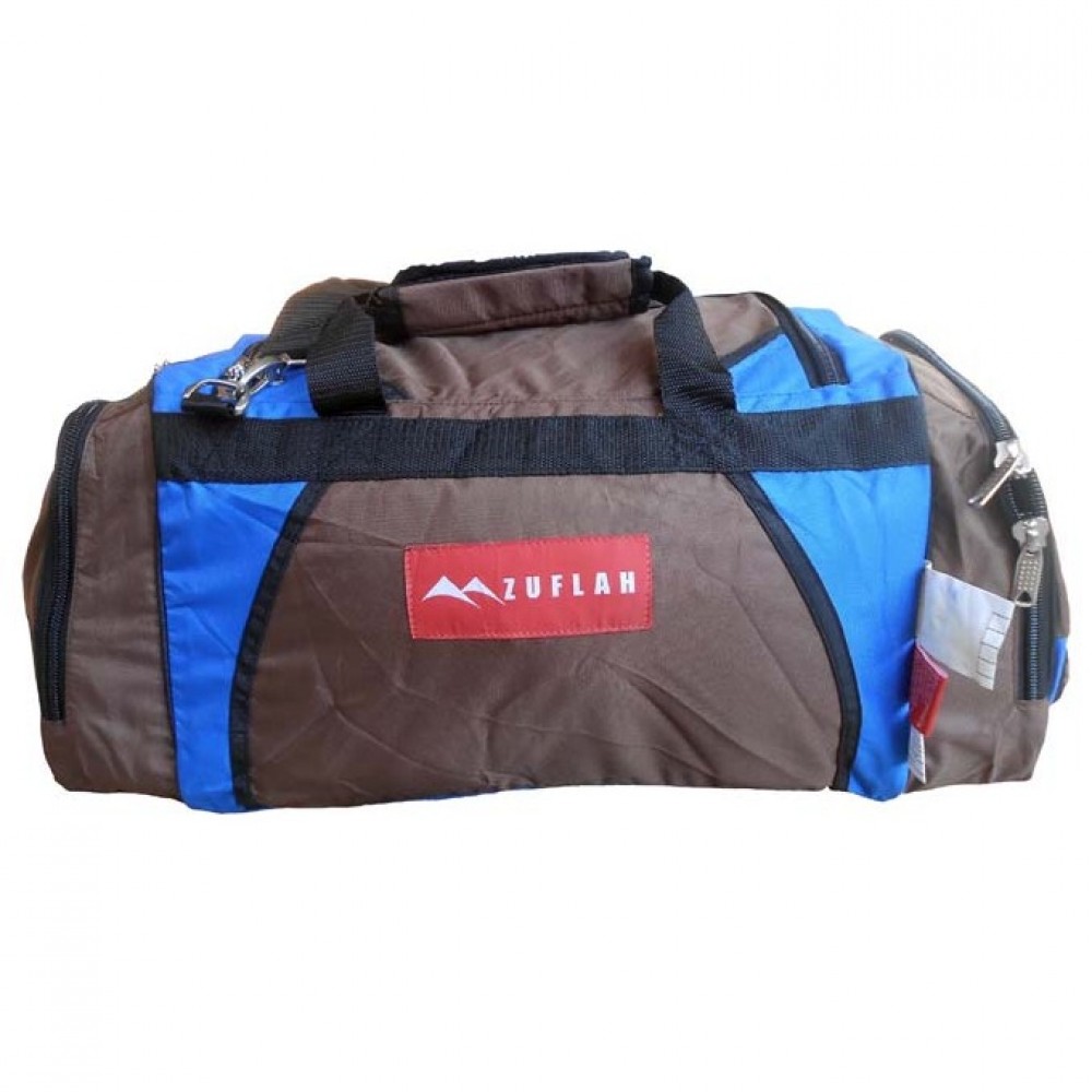 Travel Bag - Medium - Brown & Royal Blue
