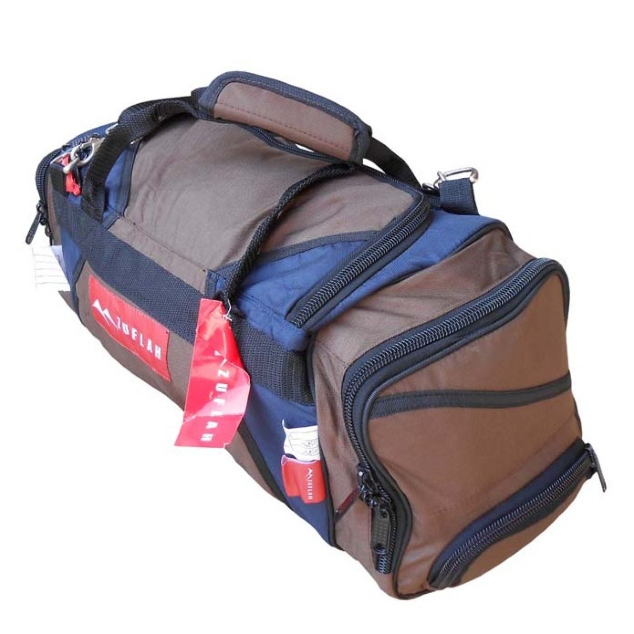 Travel Bag - Small - Brown & Navy Blue