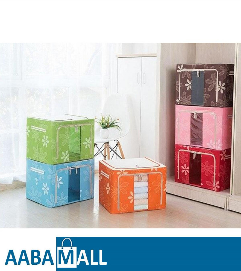 24/55/72 Liter Folding Oxford Cloth Steel Frame Clothing Quilts Pillows Storage Bag Folding Organizer Box Storage Bag Zipper Lid