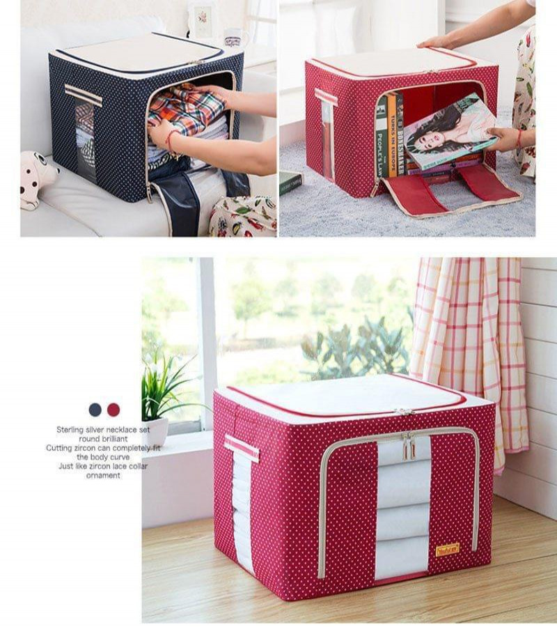 24/55/72 Liter Folding Oxford Cloth Steel Frame Clothing Quilts Pillows Storage Bag Folding Organizer Box Storage Bag Zipper Lid