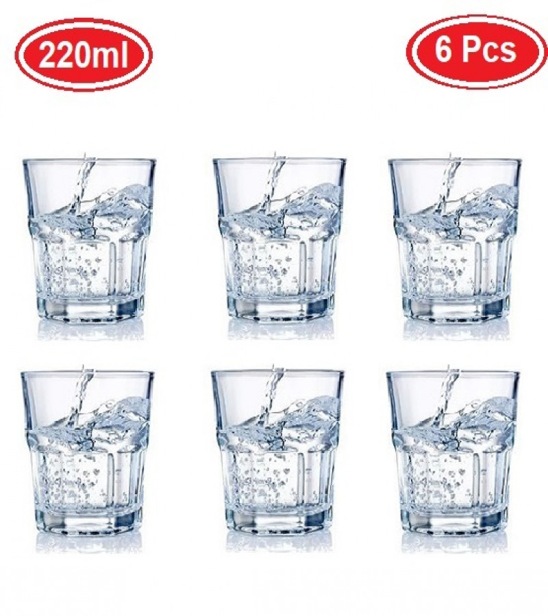 6 Pcs Drinking Glasses ANTIQUE DESIGN 220 ML WATER GLASS PARTY GLASS