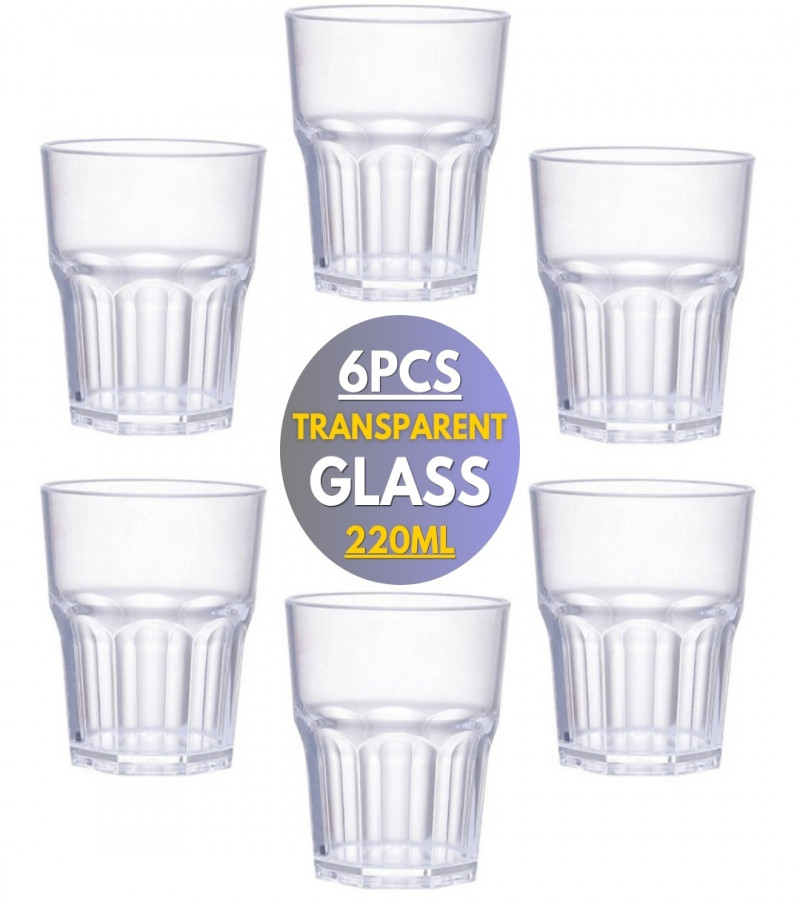 6 Pcs Drinking Glasses ANTIQUE DESIGN 220 ML WATER GLASS PARTY GLASS