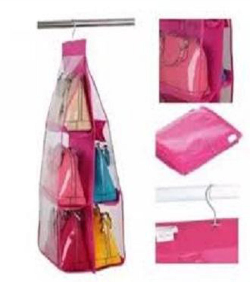 6 Pockets Hanging Handbag Closet Organizer,Purse Storage,Space Saver