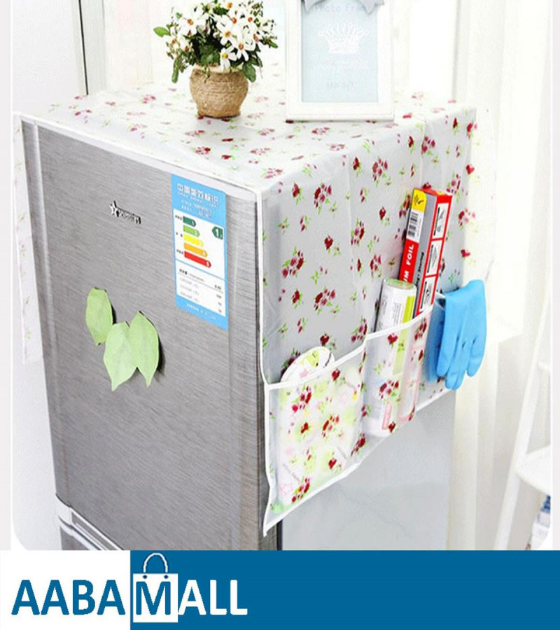 Anti-dust Waterproof Oil-proof Refrigerator Fridge Cover With 6 Pockets Organzier