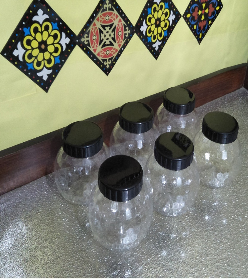 DIAMOND DESIGN - 62 Mm Mouth Storage Jar 500ML (WATER) - DIAMOND STYLE Pet Plastic - Transparent in Pakistan