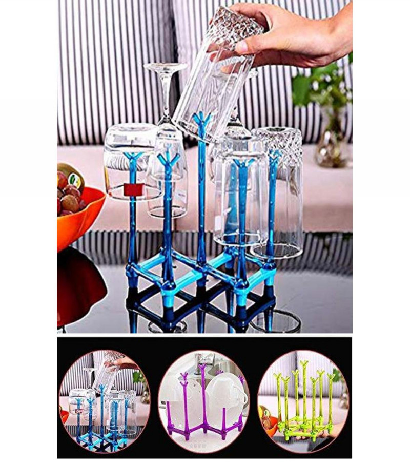 Folding Glass Stand Cup Holder Kitchen Accessories Home Storage Rack For Living Room