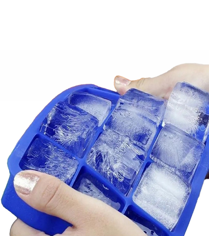 ICE CUBE TRAY Easy Push Pop out Square Silicon Ice Cubes Tray 15 Cubes - AABA MALL