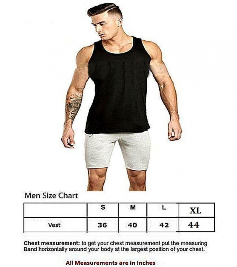 Pack Of 1- Banyan / Vest Black Cotton  Sleeveless For Men
